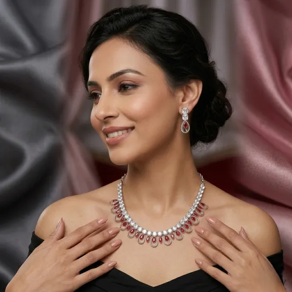 Red_Crystal_American_Diamond_Teardrop_Necklace_Set_For_Women