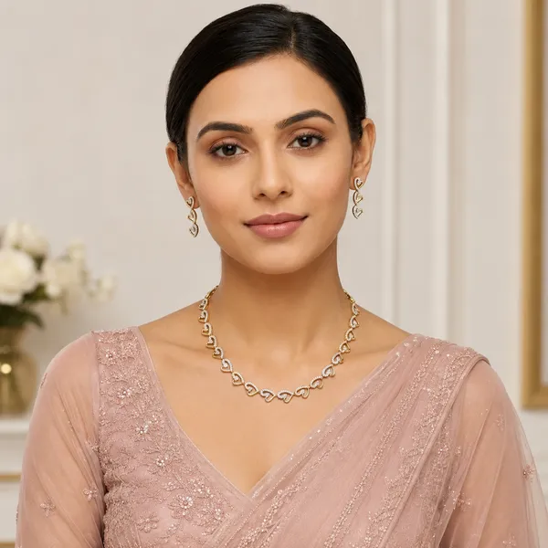 AMRITRATAN_Gold_Plated_Heart_Design_American_Diamond_Necklace_Set_with_Matching_Earrings_|_White_Stone_Designer_Jewellery_for_Women_&_Girls_|_Party,_Wedding_&_Festive_Wear