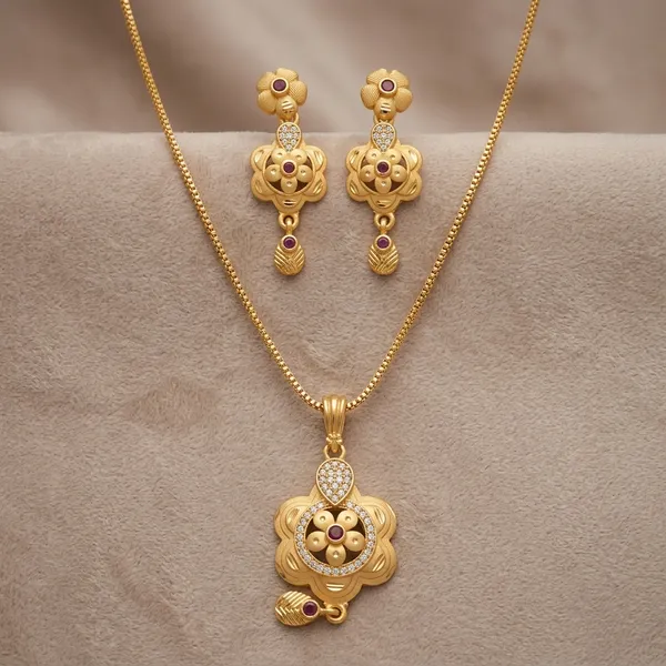 Golden_Brass_Floral_Maroon_Stone_Pendant_Necklace_Set_For_Women