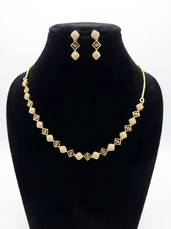 AMRITRATAN_Rhodium_Gold_Plated_Geometric_American_Diamond_Necklace_Set_with_Matching_Earrings_|Gold_Stone_Designer_Jewellery_for_Women_&_Girls_|_Party,_Wedding_&_Festive_Wear