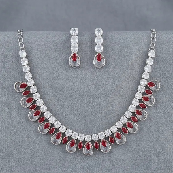 Red_Crystal_American_Diamond_Teardrop_Necklace_Set_For_Women
