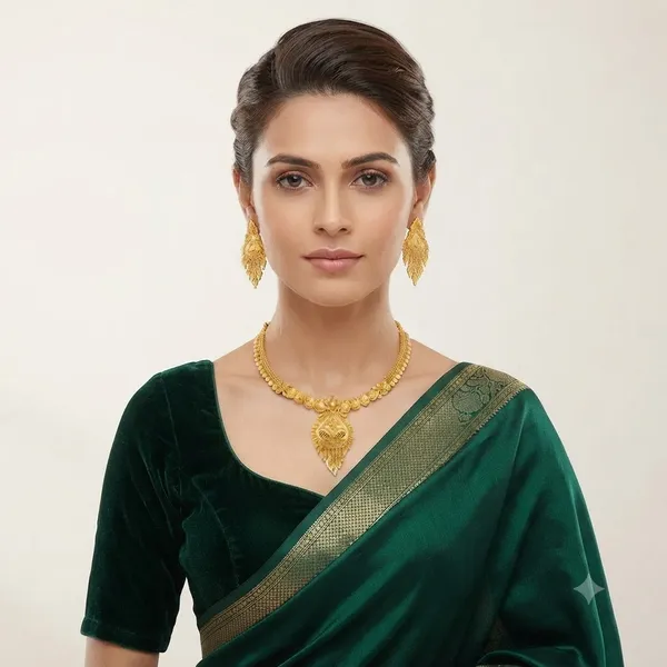 AMRITRATAN_Micro_Gold_Forming_Traditional_Lakshmi_Necklace_Set_with_Matching_Earrings_|_Antique_Finish_Designer_Jewellery_for_Women_&_Girls_|_Wedding,_Bridal_&_Festive_Wear
