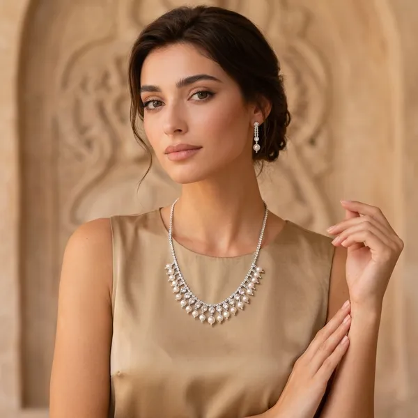 Silver_American_Diamond_Pearl_Crystal_Cascading_Necklace_Set_For_Women