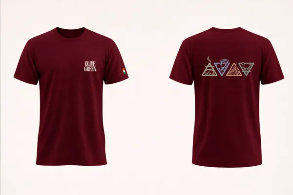 Olive_Green_Graphic_T-Shirt_-_4_Elements_-_Cabernet_Red
