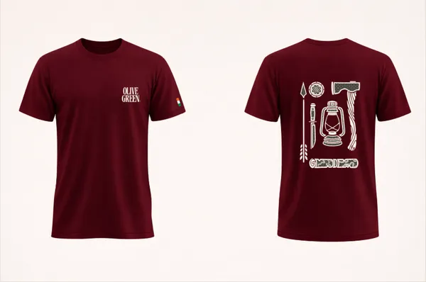 Olive_Green_Graphic_T-Shirt_-_Adventure_-_Cabernet_Red
