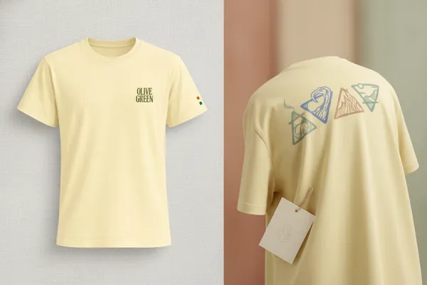 Olive_Green_Graphic_T-Shirt_-_4_Elements_-_Ivory