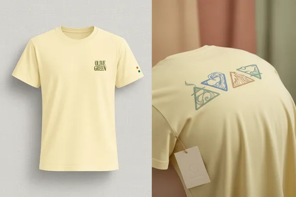 Olive_Green_Graphic_T-Shirt_-_4_Elements_-_Ivory