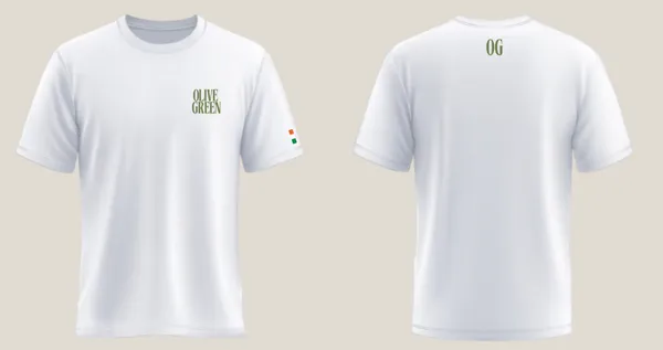 Olive_Green._T-Shirt_-_Crew_-_Pure_White