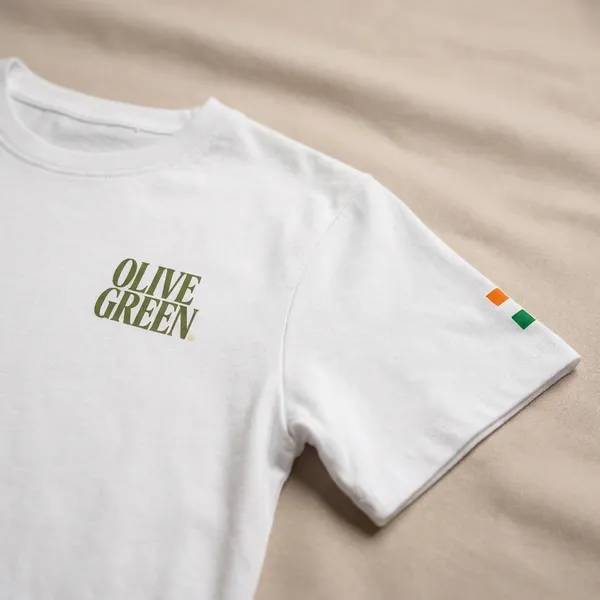 Olive_Green._T-Shirt_-_Crew_-_Pure_White