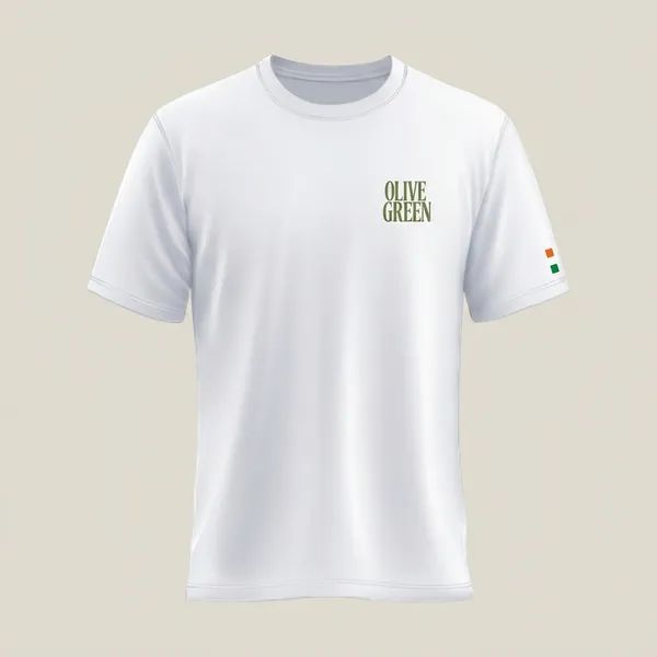 Olive_Green._T-Shirt_-_Crew_-_Pure_White