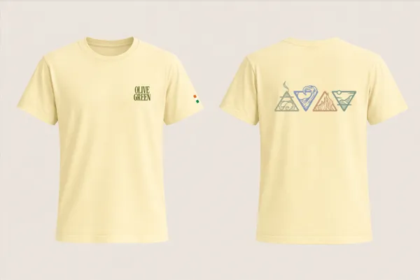 Olive_Green_Graphic_T-Shirt_-_4_Elements_-_Ivory