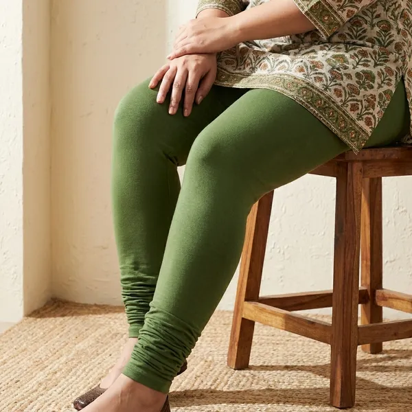 Green_Cotton_Leggings_For_Women