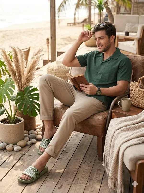 Olive_Stylish_Casual_Slip_On_Slides_For_Men