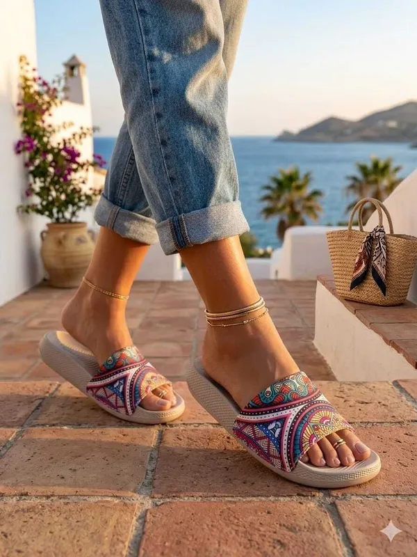 Beige_And_Multicolor_Stylish_Casual_Slip_On_Flip_Flops_For_Women
