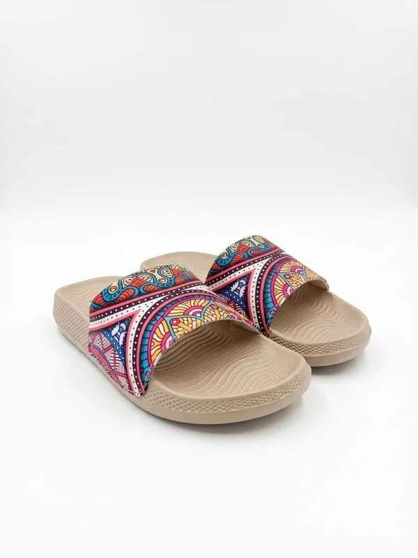 Beige_And_Multicolor_Stylish_Casual_Slip_On_Flip_Flops_For_Women