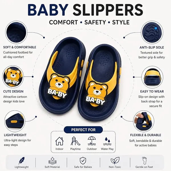 WALK_&_WALKER_Kids_Navy_Slippers_for_Boys_&_Girls_|_Cute_Teddy_Bear_Cartoon_Design_EVA_Sleeper_|_Lightweight_Soft_Comfortable_Slip-On_Footwear_for_Toddlers_&_Kids