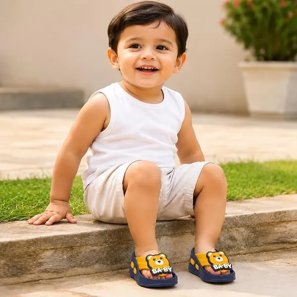 WALK_&_WALKER_Kids_Navy_Slippers_for_Boys_&_Girls_|_Cute_Teddy_Bear_Cartoon_Design_EVA_Sleeper_|_Lightweight_Soft_Comfortable_Slip-On_Footwear_for_Toddlers_&_Kids