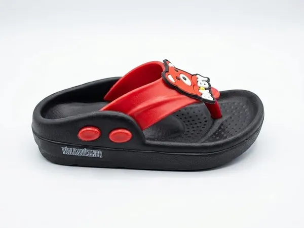WALK_&_WALKER_Kids_Red_&_Black_Slippers_for_Boys_&_Girls_|_Cute_Teddy_Bear_Cartoon_Design_EVA_Sleeper_|_Lightweight_Soft_Comfortable_Slip-On_Footwear_for_Toddlers_&_Kids
