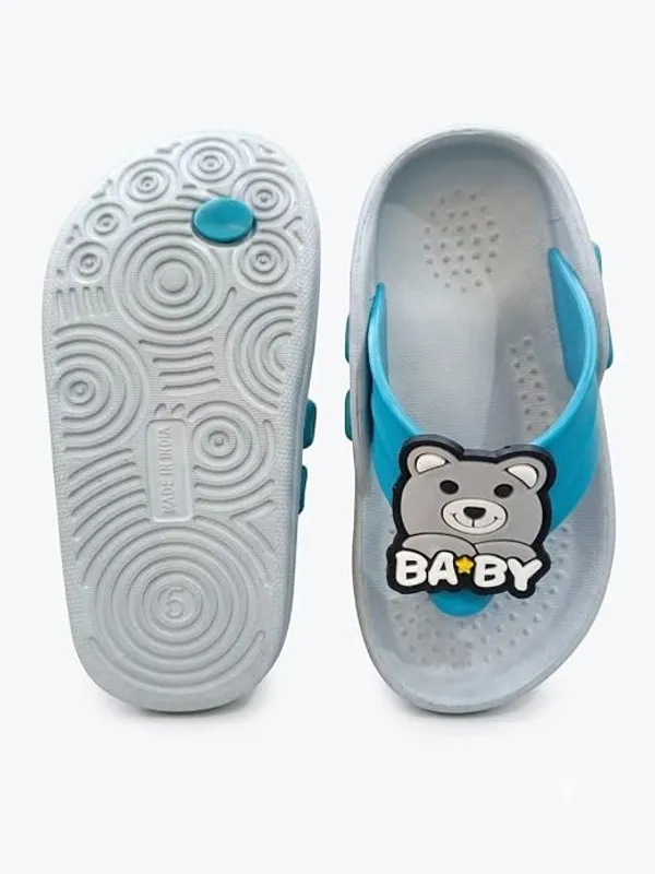 WALK_&_WALKER_Kids_Grey_Slippers_for_Boys_&_Girls_|_Cute_Teddy_Bear_Cartoon_Design_EVA_Sleeper_|_Lightweight_Soft_Comfortable_Slip-On_Footwear_for_Toddlers_&_Kids
