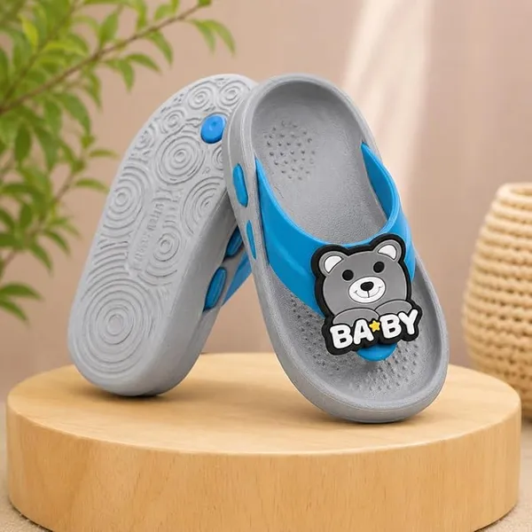 WALK_&_WALKER_Kids_Grey_Slippers_for_Boys_&_Girls_|_Cute_Teddy_Bear_Cartoon_Design_EVA_Sleeper_|_Lightweight_Soft_Comfortable_Slip-On_Footwear_for_Toddlers_&_Kids