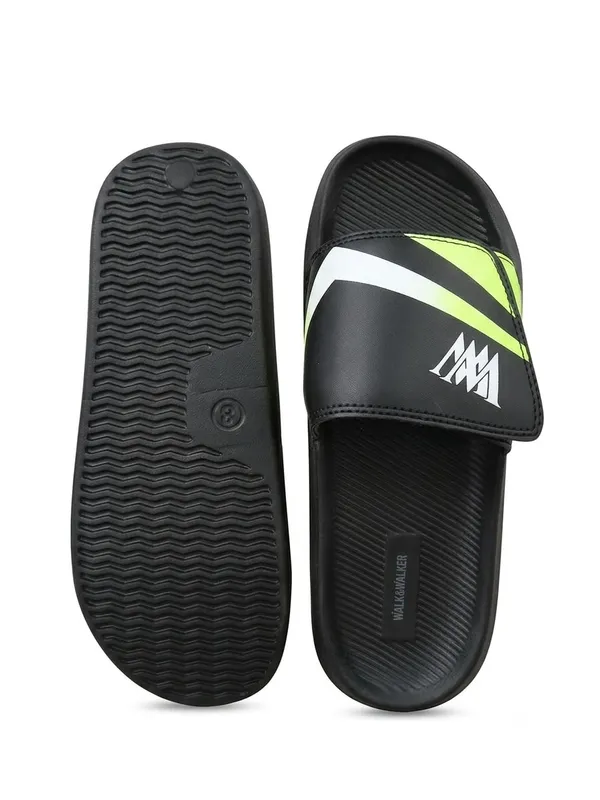 WALK_&_WALKER_Men’s_Comfortable_Black_Green_Slide_Slippers_|_Premium_Casual_Bathroom_&_Outdoor_Slippers_with_Soft_Cushioned_Footbed,_Adjustable_Strap,_Anti-Slip_Sole_&_Lightweight_Design_|_Everyday_Wear_Footwear_for_Men