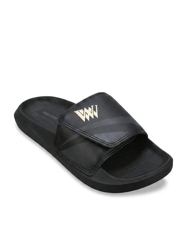 WALK_&_WALKER_Men’s_Comfortable_Black_Slide_Slippers_|_Premium_Casual_Bathroom_&_Outdoor_Slippers_with_Soft_Cushioned_Footbed,_Adjustable_Strap,_Anti-Slip_Sole_&_Lightweight_Design_|_Everyday_Wear_Footwear_for_Men