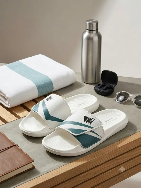 WALK_&_WALKER_Men’s_Comfortable_White_Slide_Slippers_|_Premium_Casual_Bathroom_&_Outdoor_Slippers_with_Soft_Cushioned_Footbed,_Adjustable_Strap,_Anti-Slip_Sole_&_Lightweight_Design_|_Everyday_Wear_Footwear_for_Men