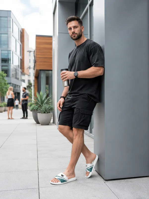 WALK_&_WALKER_Men’s_Comfortable_White_Slide_Slippers_|_Premium_Casual_Bathroom_&_Outdoor_Slippers_with_Soft_Cushioned_Footbed,_Adjustable_Strap,_Anti-Slip_Sole_&_Lightweight_Design_|_Everyday_Wear_Footwear_for_Men