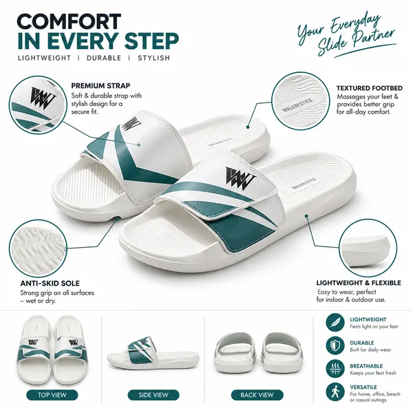 WALK_&_WALKER_Men’s_Comfortable_White_Slide_Slippers_|_Premium_Casual_Bathroom_&_Outdoor_Slippers_with_Soft_Cushioned_Footbed,_Adjustable_Strap,_Anti-Slip_Sole_&_Lightweight_Design_|_Everyday_Wear_Footwear_for_Men