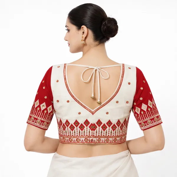 Red_White_Cotton_Embroidered_Back_Tie-Up_Blouse_For_Women