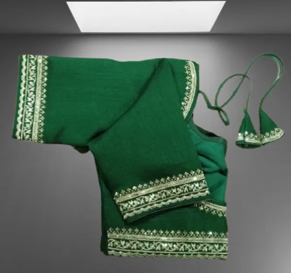 Green_Vichitra_Silk_Embroidered_Keyhole_Back_Blouse_For_Women