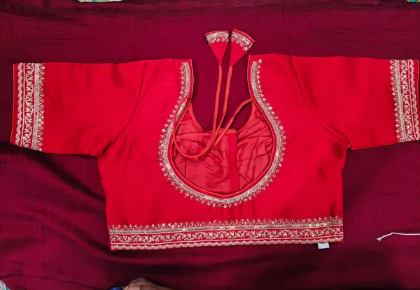 Red_Vichitra_Silk_Gota_Patti_Embroidered_Blouse_For_Women