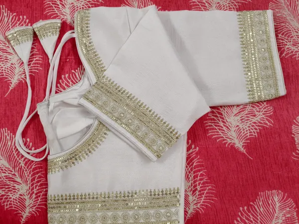 White_Vichitra_Silk_Gota_Patti_Embellished_Blouse_For_Women