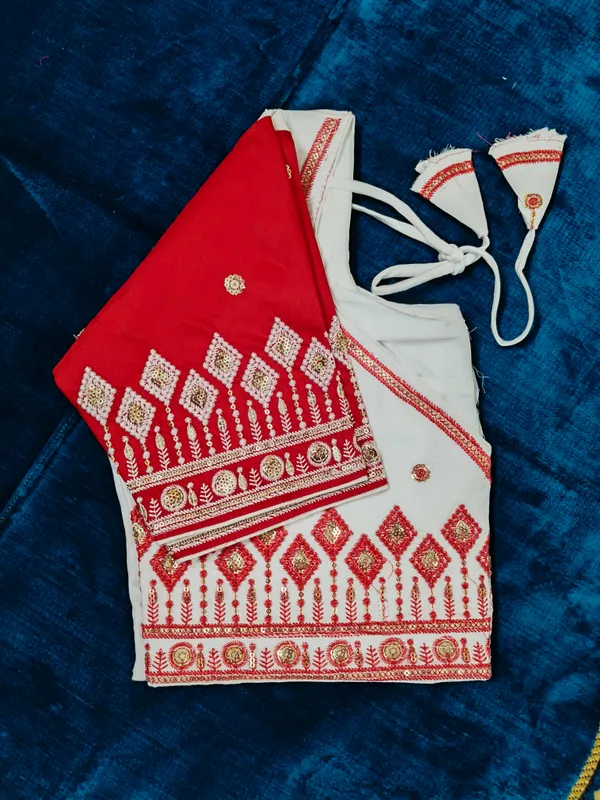 Red_White_Cotton_Embroidered_Back_Tie-Up_Blouse_For_Women