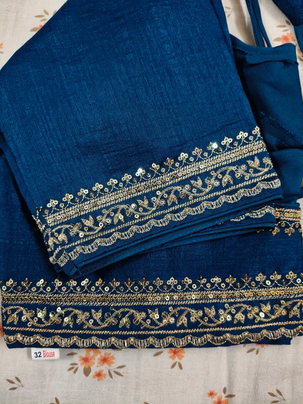 Royal_Blue_Vichitra_Silk_Gota_Work_Blouse_For_Women