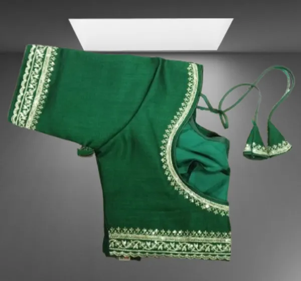 Green_Vichitra_Silk_Embroidered_Keyhole_Back_Blouse_For_Women