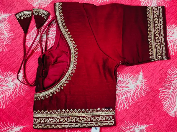 Maroon_Vichitra_Silk_Golden_Zari_Embroidered_Blouse_For_Women