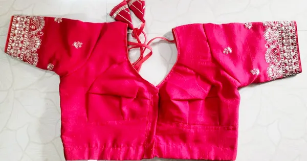 Pink_Vichitra_Silk_Silver_Embroidered_Saree_Blouse_For_Women