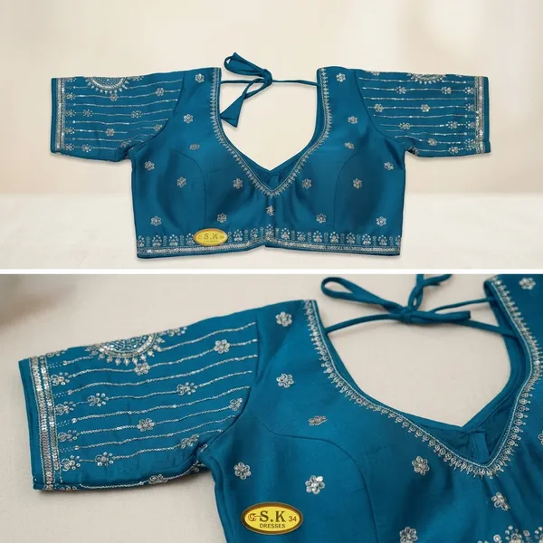Blue_Vichitra_Silk_Silver_Sequin_Embroidered_Blouse_For_Women