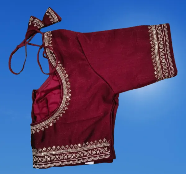 Maroon_Vichitra_Silk_Golden_Zari_Embroidered_Blouse_For_Women