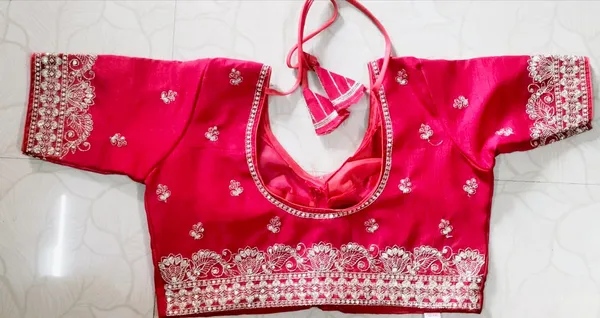 Pink_Vichitra_Silk_Silver_Embroidered_Saree_Blouse_For_Women