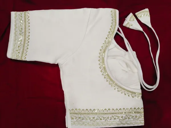 White_Vichitra_Silk_Embroidered_Blouse_For_Women