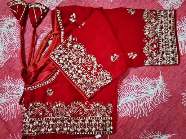 Pink_Vichitra_Silk_Silver_Embroidered_Saree_Blouse_For_Women