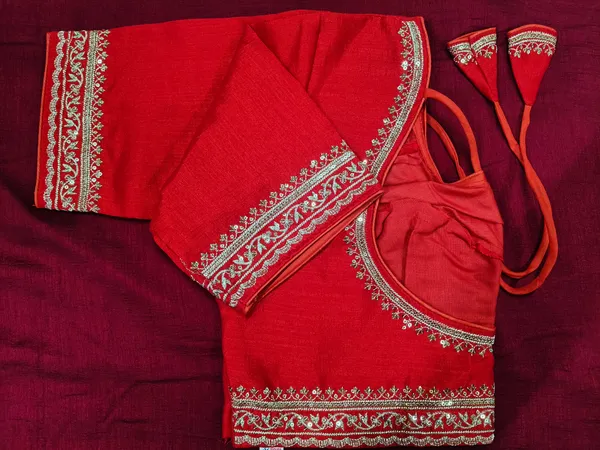 Red_Vichitra_Silk_Gota_Patti_Embroidered_Blouse_For_Women