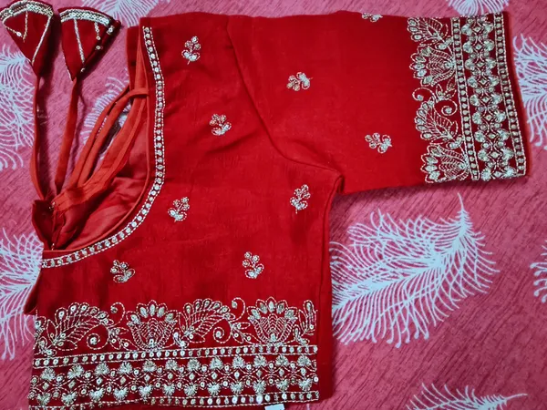 Pink_Vichitra_Silk_Silver_Embroidered_Saree_Blouse_For_Women
