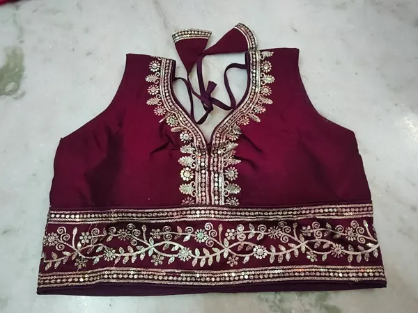 Plum_Vichitra_Silk_Embroidered_Saree_Blouse_For_Women