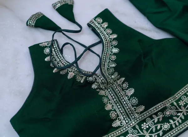 Green_Vichitra_Silk_Sleeveless_Embroidered_Halter_Blouse_For_Women