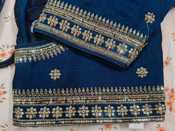 Royal_Blue_Vichitra_Silk_Gold_Sequin_Embellished_Blouse_For_Women