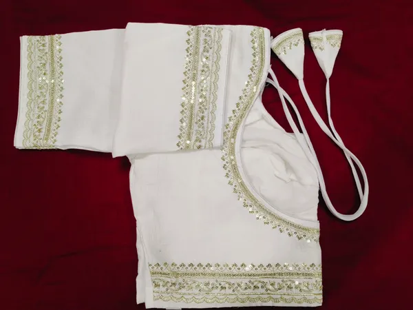 White_Vichitra_Silk_Embroidered_Blouse_For_Women