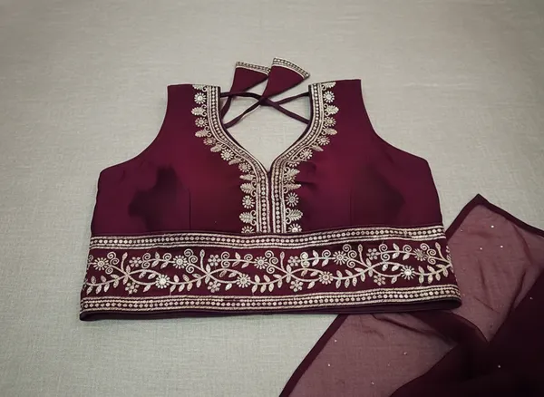 Plum_Vichitra_Silk_Embroidered_Saree_Blouse_For_Women